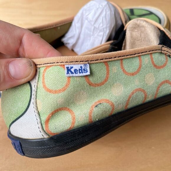 Keds Custom Peace Sign Slip-On Shoes Size 8.5 Colorful Canvas Retro Y2K Style - Picture 7 of 14